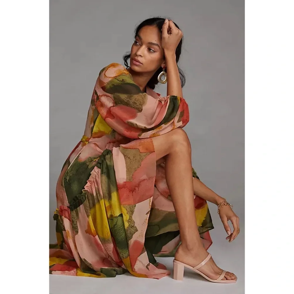 Anthropologie Hutch Geo Wrap Maxi Dress - Picture 2 of 6